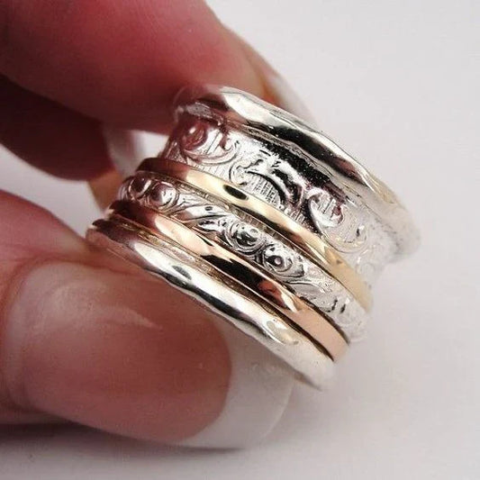 Bague vintage en or et argent