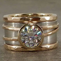 Bague en cristal vintage en or et argent