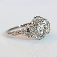 Bague vintage en verre blanc et argent