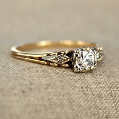 Bague vintage en or fin avec zircone