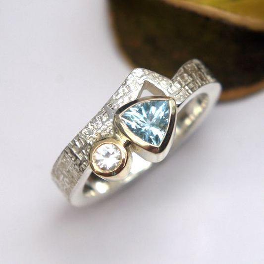 Bague Vintage en Argent Sterling avec incrustation de cristal