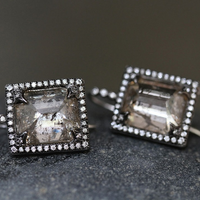Boucles d'oreilles vintage en cristal carré