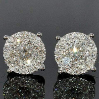 Boucles d'oreilles en cristal brillant rond en or