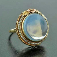 Bague vintage en cristal de lune ronde en or