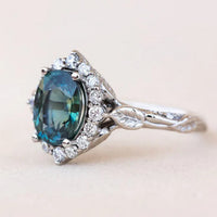 Bague vintage en argent bleu brillant