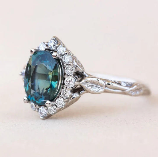 Bague vintage en argent bleu brillant