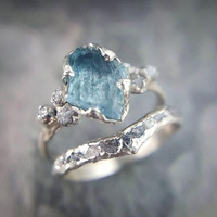 Bague en argent avec quartz bleu vintage