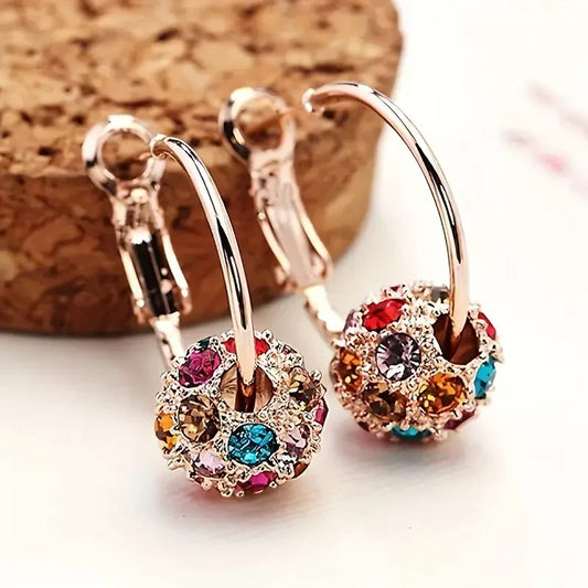 Boucles d'oreilles sphères colorées en or