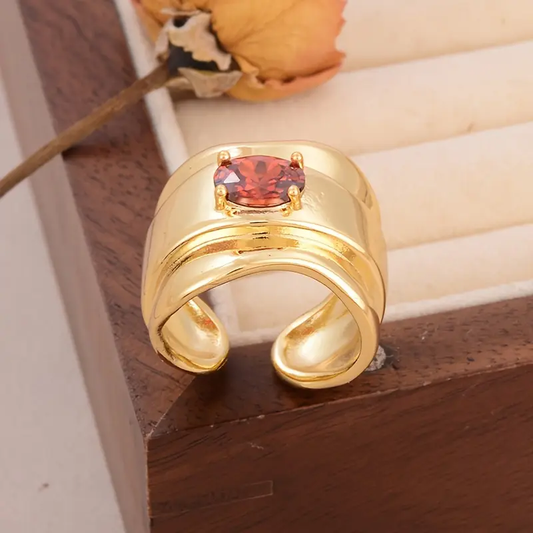 Bague vintage en cristal rouge et or