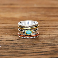 Bague vintage en argent et or avec opale