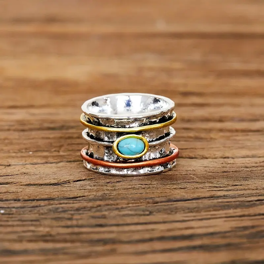 Bague vintage en argent et or avec opale