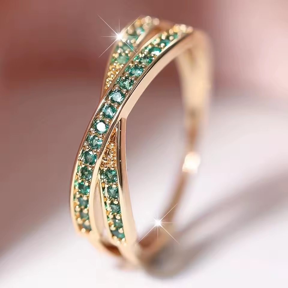 Élégante bague verte