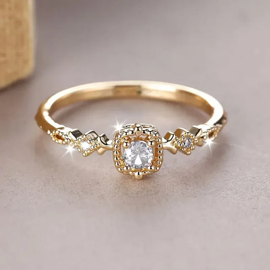 Bague vintage en cristal doré brillant