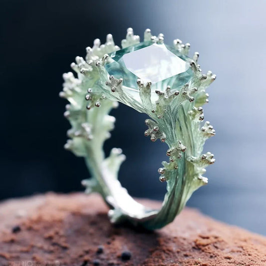 Bague exotique en turquoise et corail