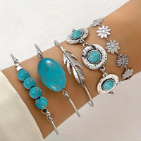 Bracelet vintage en argent et opale bleue