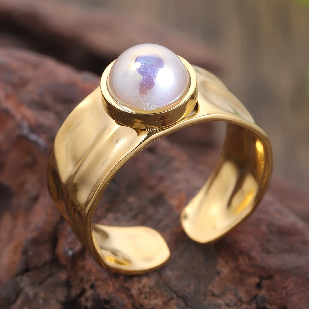 Bague vintage en or et perles