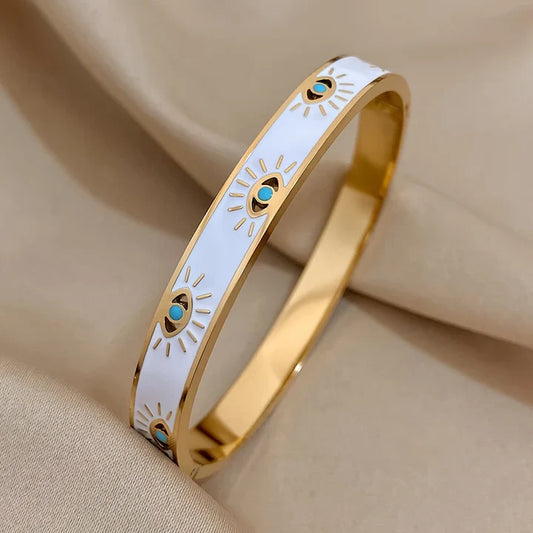 Bracelet Nazar en émail blanc