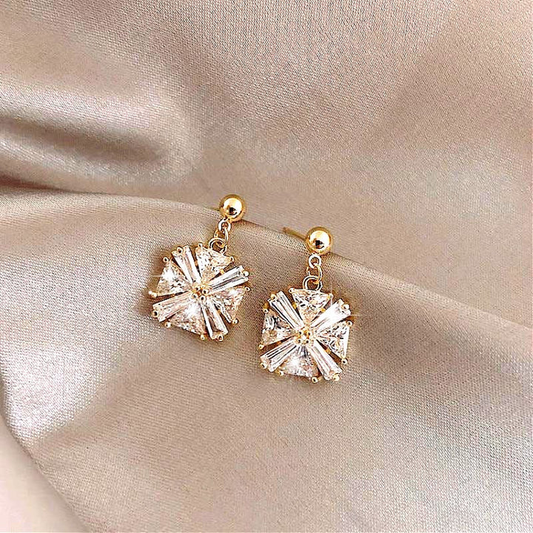 Boucles d'oreilles Luxueuses en Zircone Cubique en Or