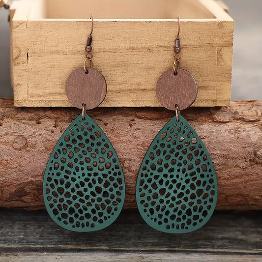 Boucles d'oreilles pendantes vertes vintage