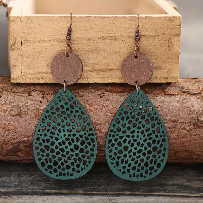Boucles d'oreilles pendantes vertes vintage