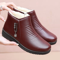 Bottines en peluche et en cuir pour femmes