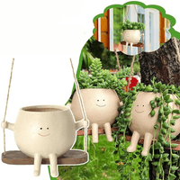 Jardioui 2 Pots Pot de Fleur Suspendu Visage Charmant