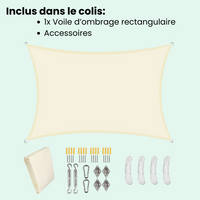 Jardioui Beige / 2x3M Voile d'Ombrage Rectangulaire Imperméable