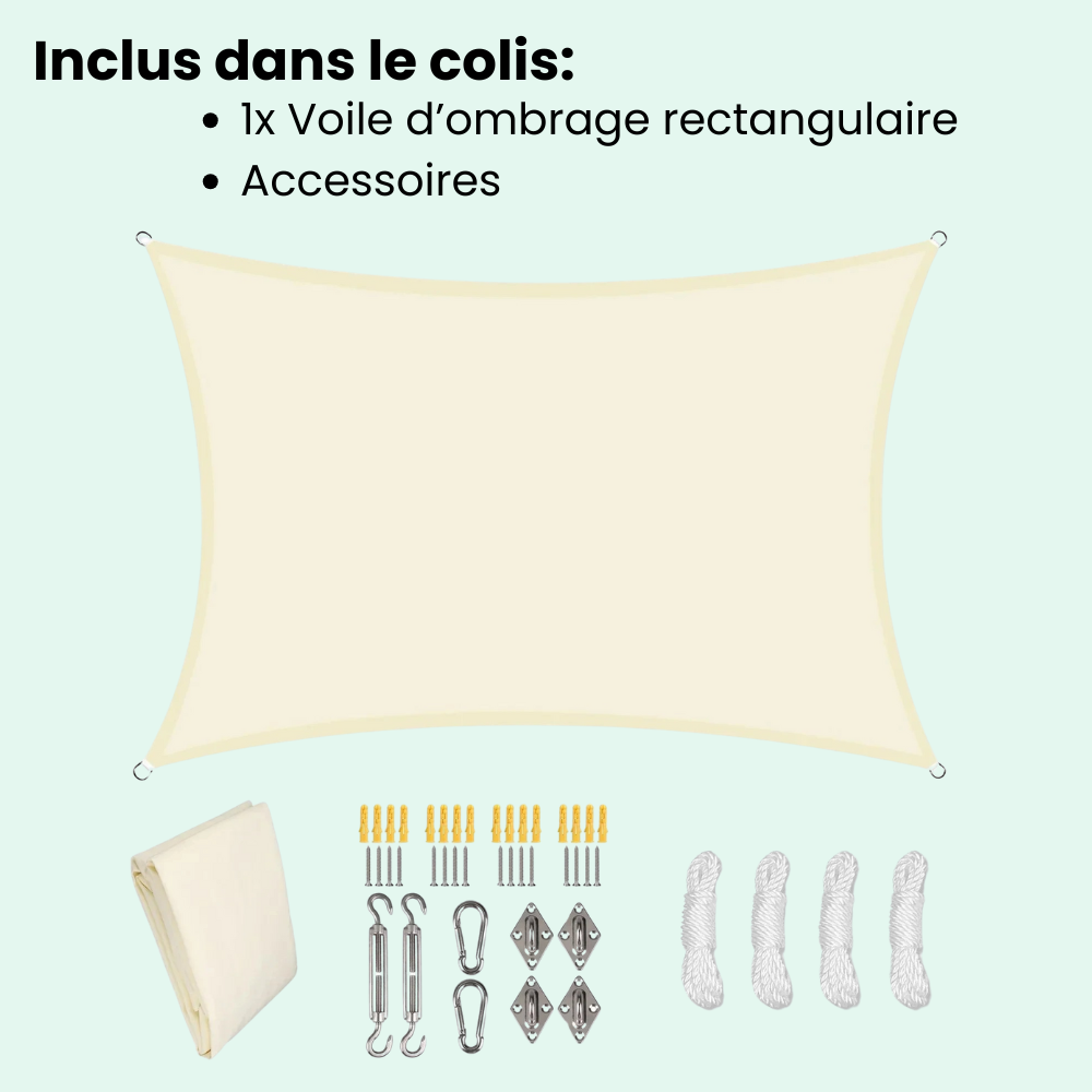 Jardioui Beige / 2x3M Voile d'Ombrage Rectangulaire Imperméable