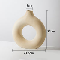 Jardioui 0 Beige / M (23x21.5 cm) Vase nordique circulaire en céramique pour fleur