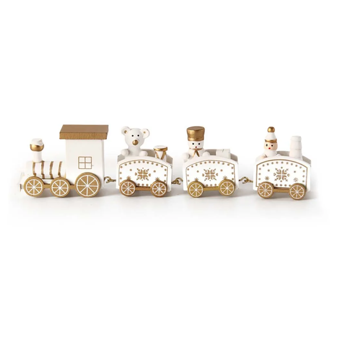 Jardioui Blanc Train de Noël Miniature Coloré