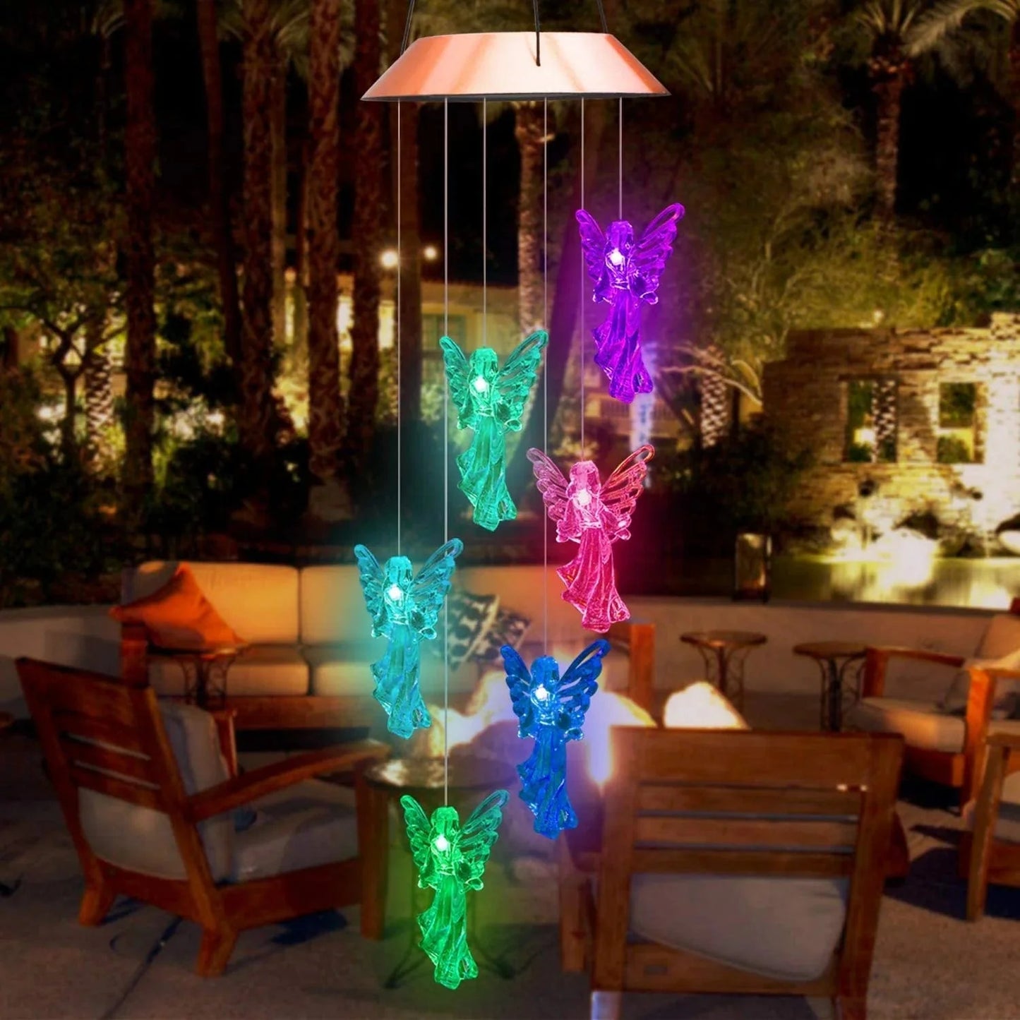 Carillon Solaire Ange-Gardien Effet Cristal