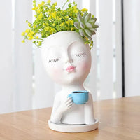 Dame Café Moderne : Pot de Fleurs Artistique