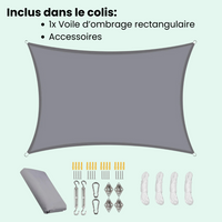 Jardioui Gris / 2x3M Voile d'Ombrage Rectangulaire Imperméable