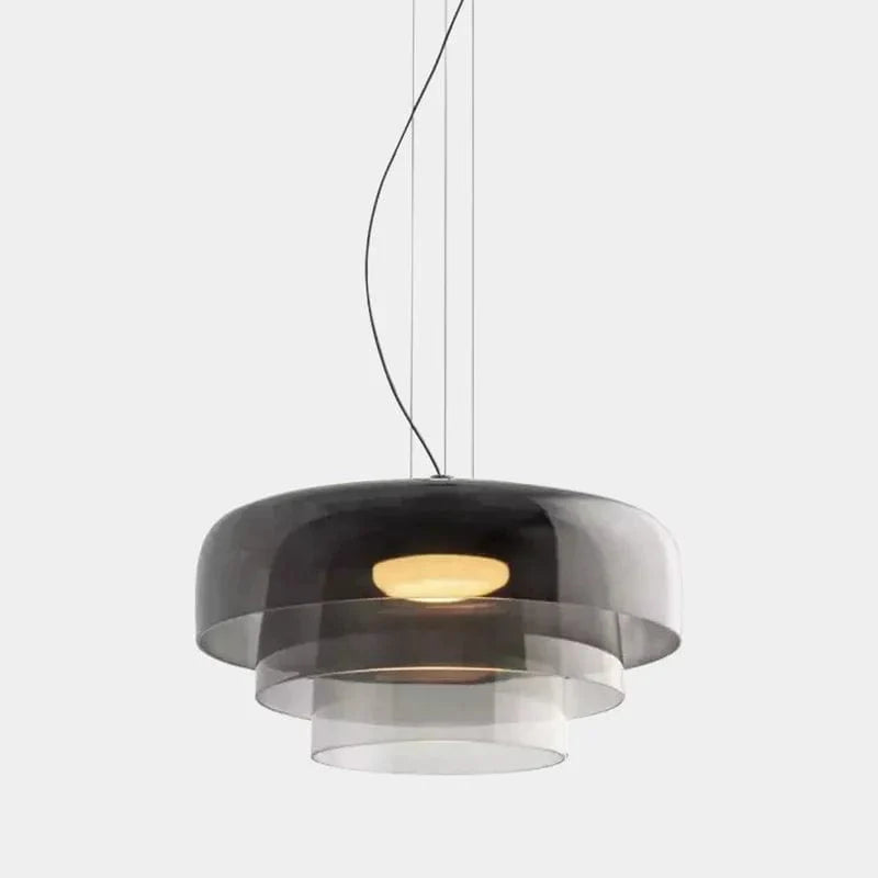Jardioui Gris / Blanc Froide Lustre LED en Verre Coloré Intemporel