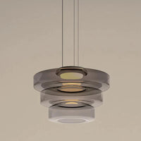 Jardioui Gris Fumé Lustre en Verre Superposé Minimaliste Élégant