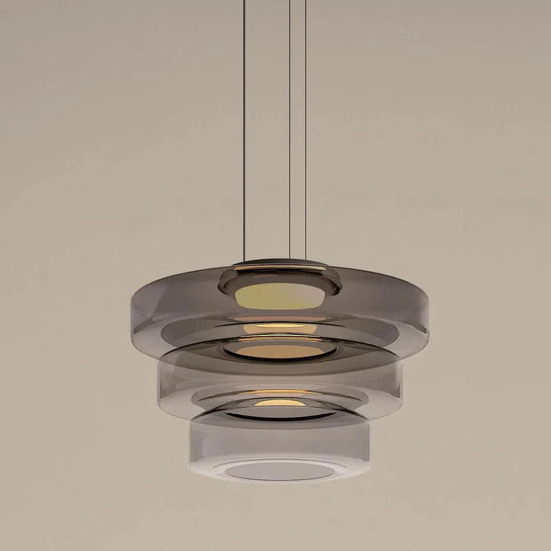 Jardioui Gris Fumé Lustre en Verre Superposé Minimaliste Élégant