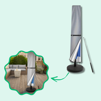 Jardioui Gris / S (170cm - Parasols droits) Housse Protectrice Intégrale Anti-UV pour Parasol