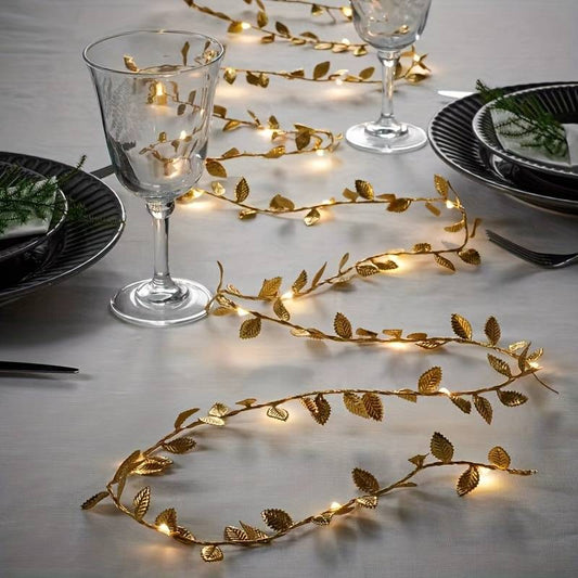 Guirlande Lumineuse Feuille Dorée