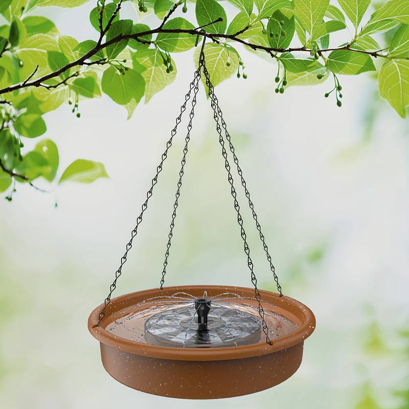 Mangeoire à Oiseaux Suspendue avec Fontaine Solaire pour Jardin