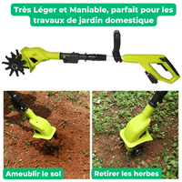 Motobineuse Électrique Sans Fil de Jardin (+Batterie Offerte)