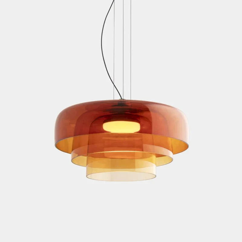 Jardioui Orange / Blanc Froide Lustre LED en Verre Coloré Intemporel