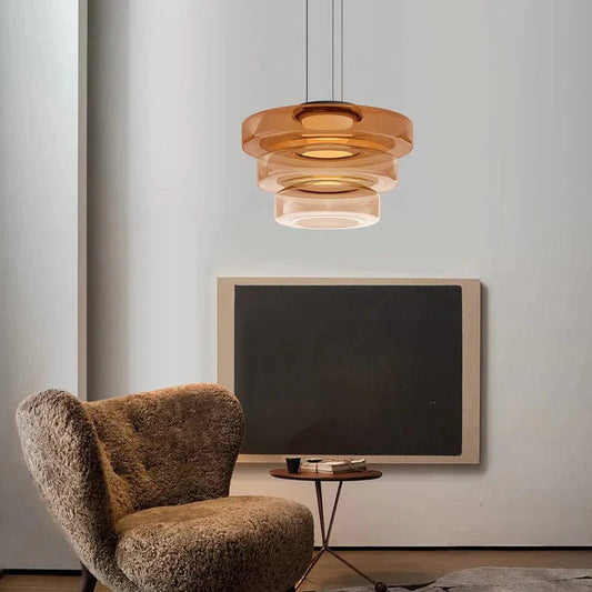 Jardioui Orange Lustre en Verre Superposé Minimaliste Élégant