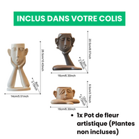Pot de Fleurs Visages Artistiques Élégants