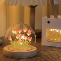 Jardioui Rose Veilleuse Tulipe à Piles