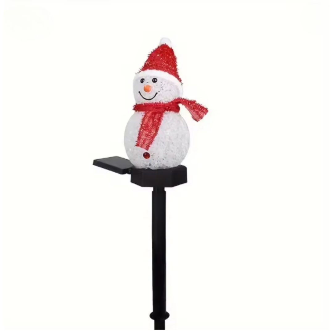 Jardioui Rouge Bonhomme de Neige Lumineux Solaire