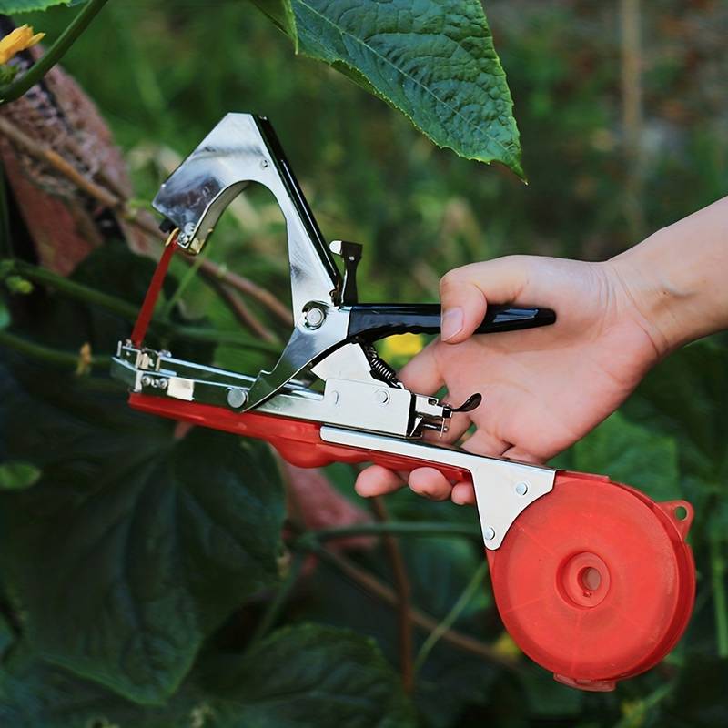 Jardioui Rouge / Machine + Agrafes et 10 Rouleaux Rouge de Bandes Offerts Machine Premium d'Attache pour Plantes (+ Agrafes et 10 Rouleaux de Bandes Offerts)