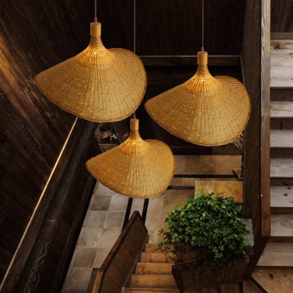Suspension Luminaire en Rotin Rustique