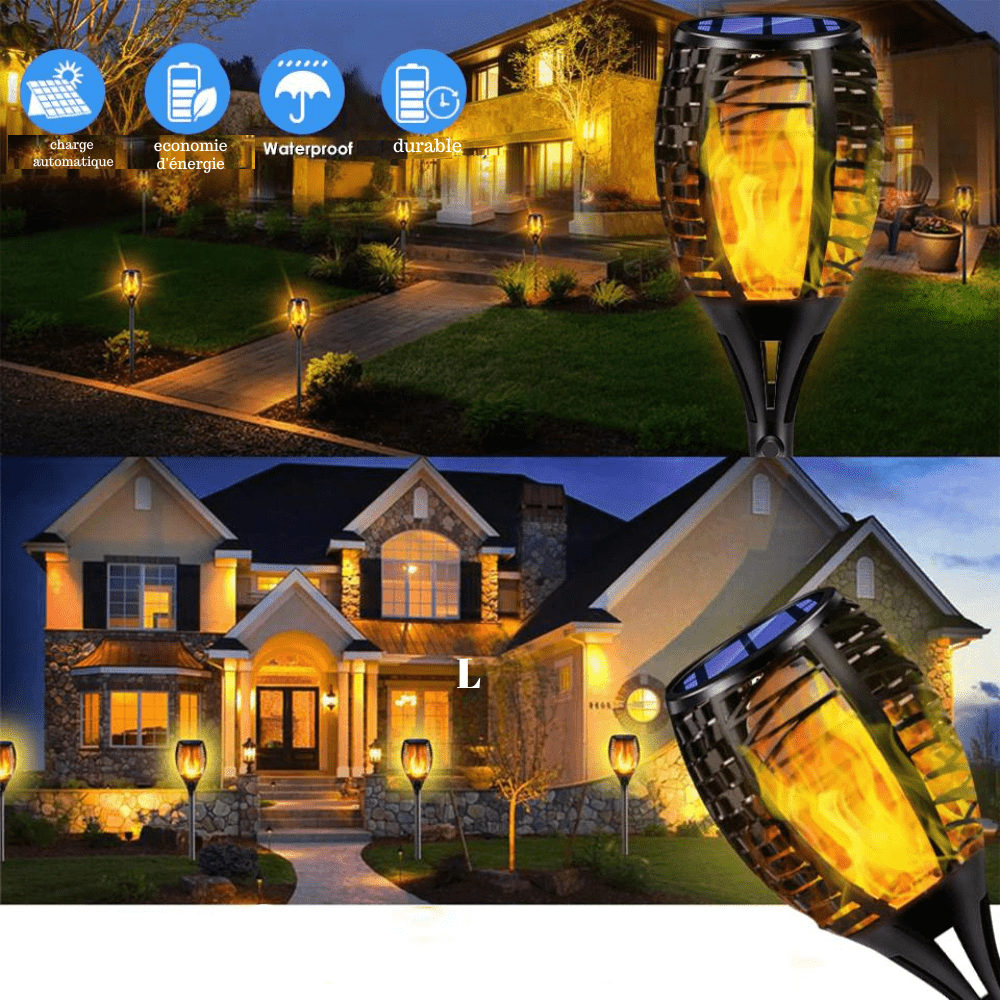 Torche Solaire Effet Flamme Premium