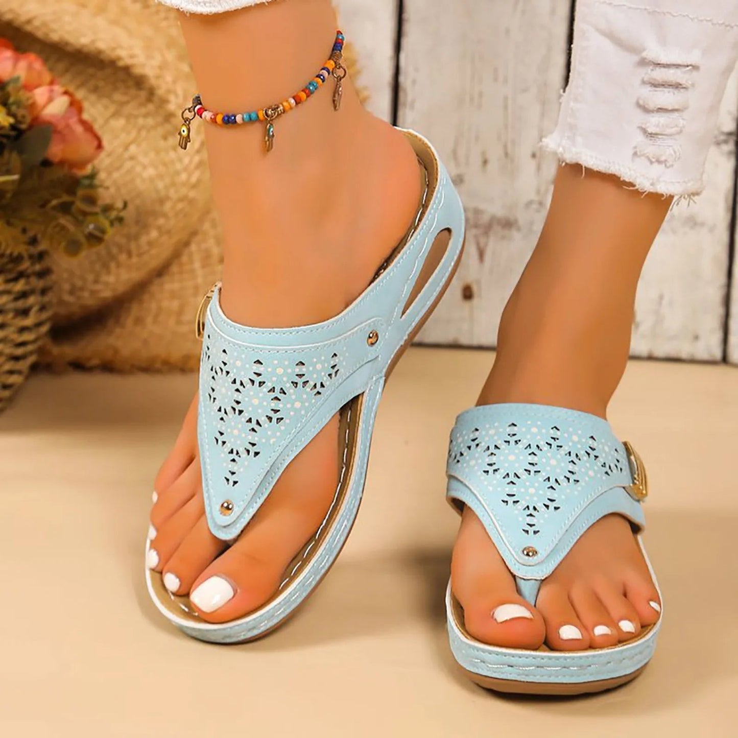 sandales estivales compensées pour femme