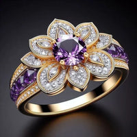 Bague fleur violette brillante exotique
